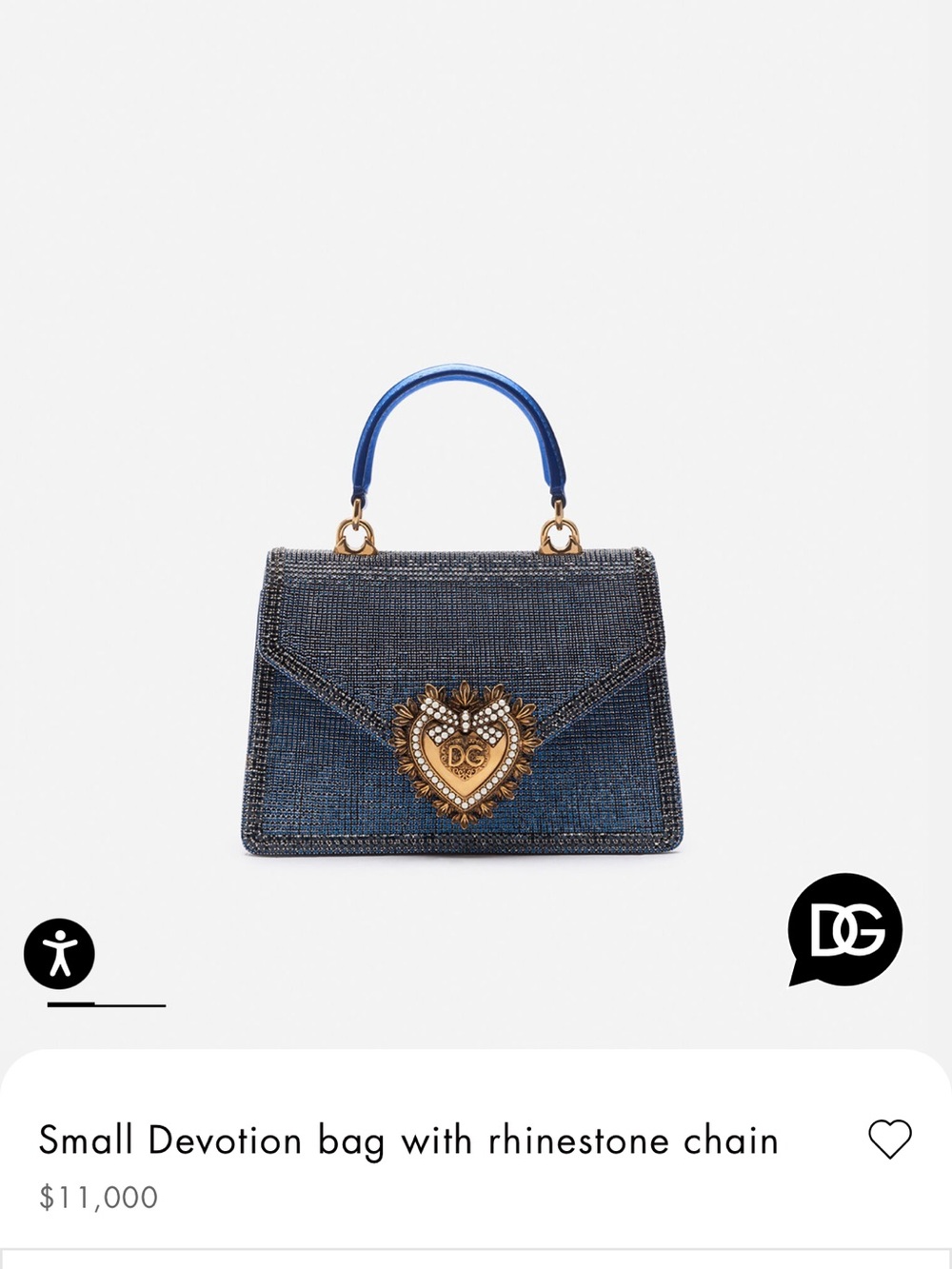 Dolce & Gabbana Metallic Blue Devotion Top Handle Satchel with Gold Hardware